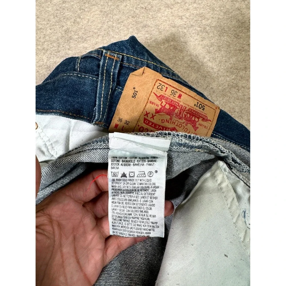 Levis 501 Original Fit Jeans Men 36x32 Blue Denim Cotton Button Fly Straight Leg